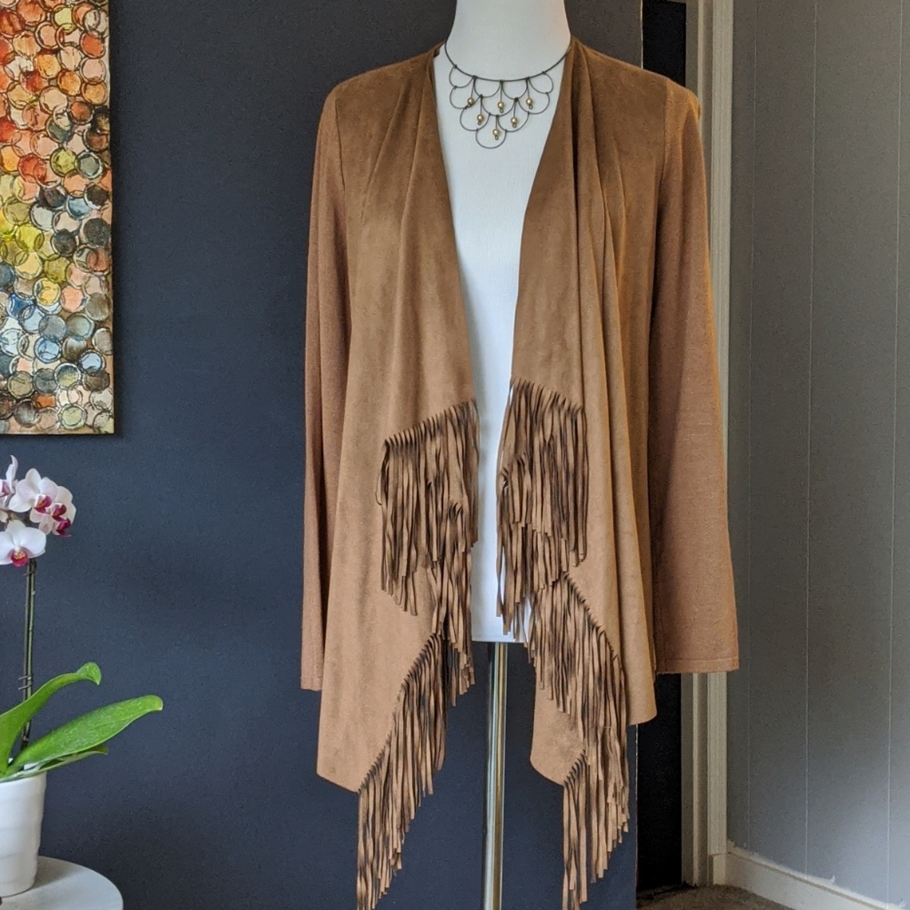 INC faux suede cardigan
